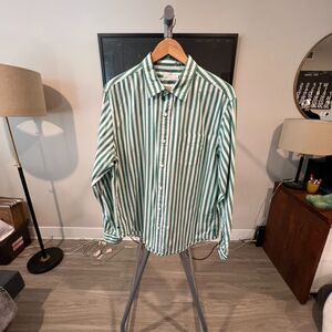 Alex Mill - Striped Wash and Go Poplin LS Shirt - Green, White